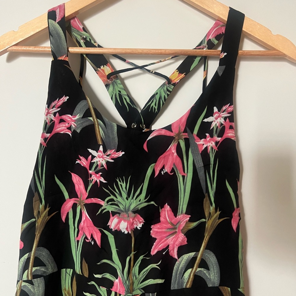 Tropical print short romper